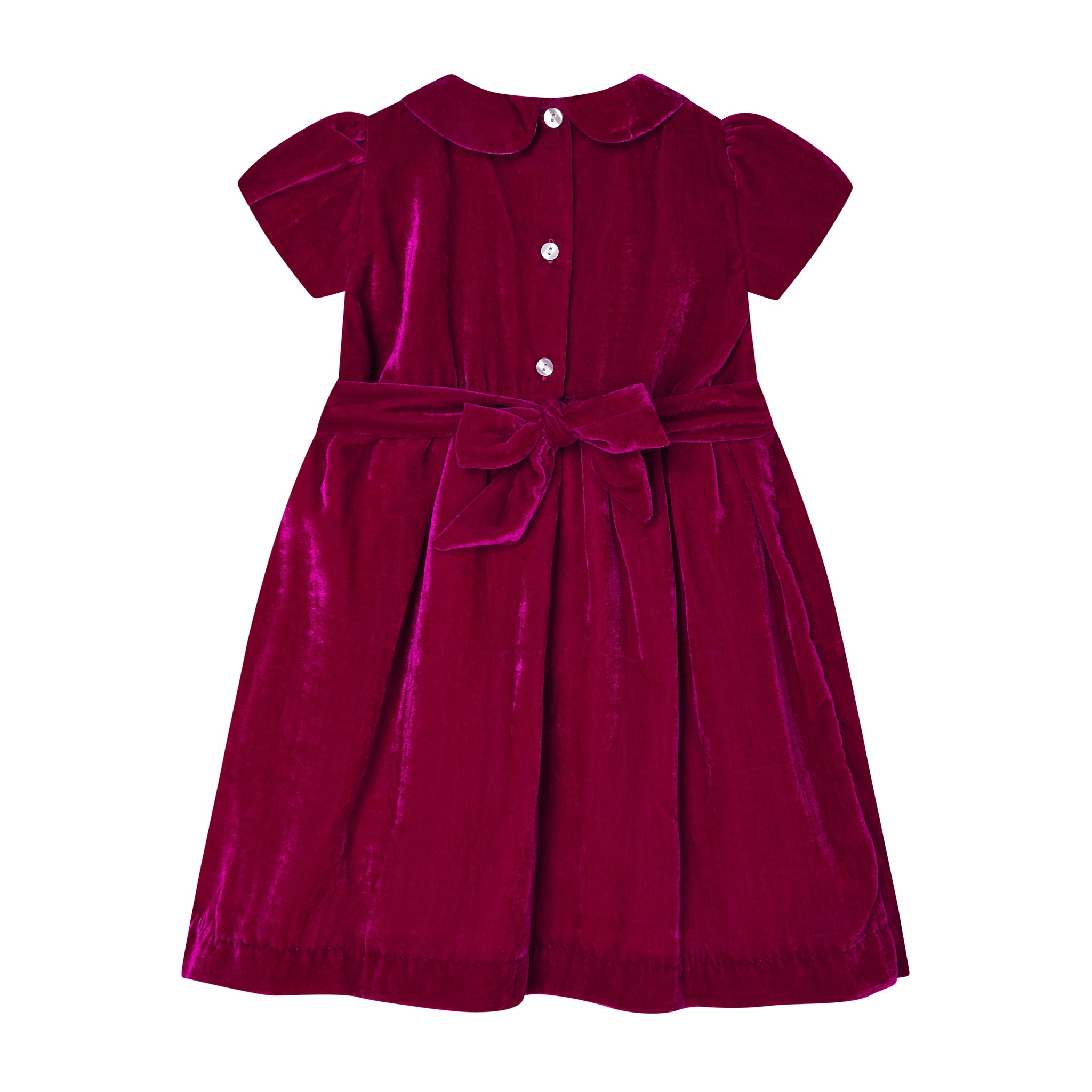 pink velvet girls dress, back