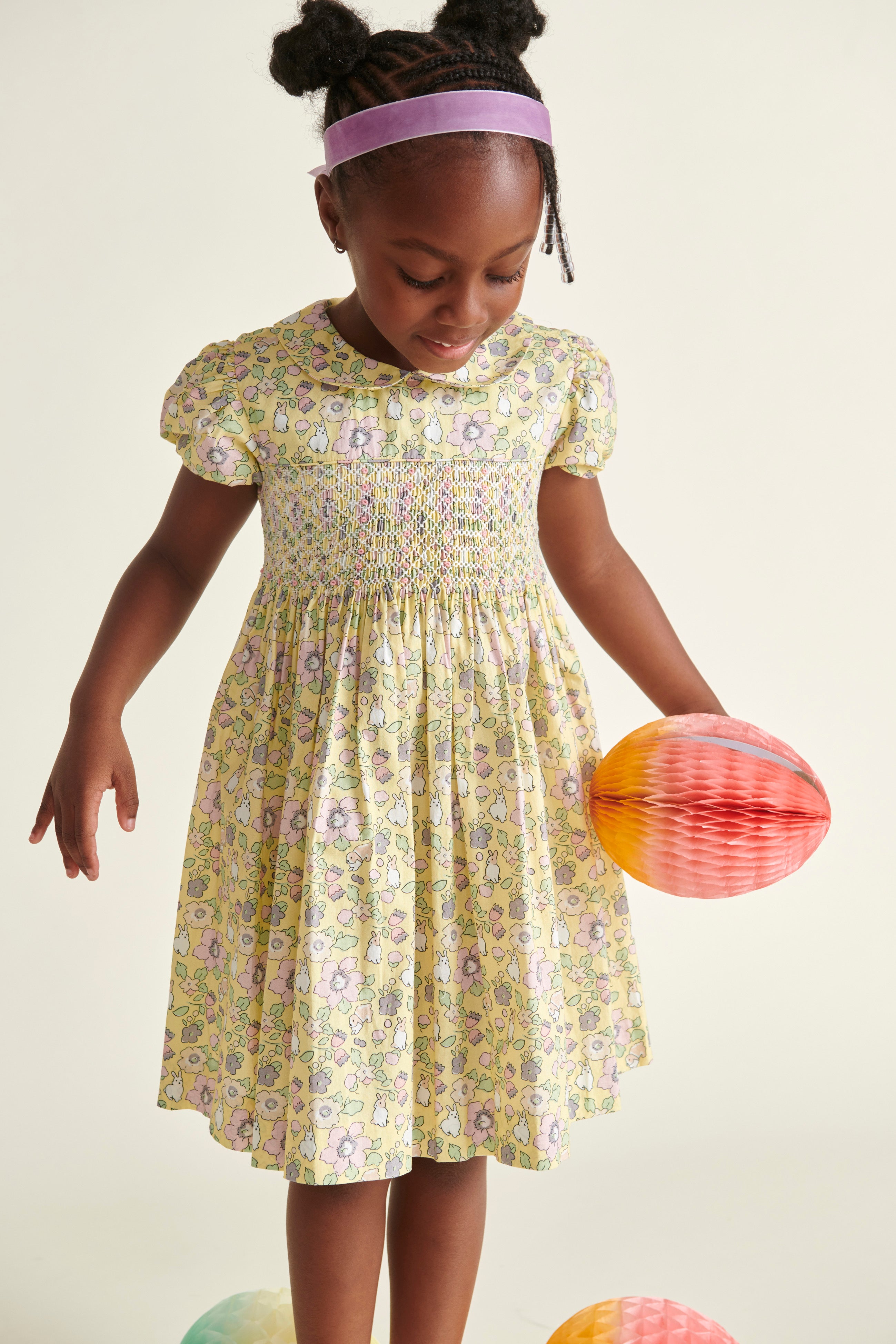 Girls Easter Smock Dress - Bunny