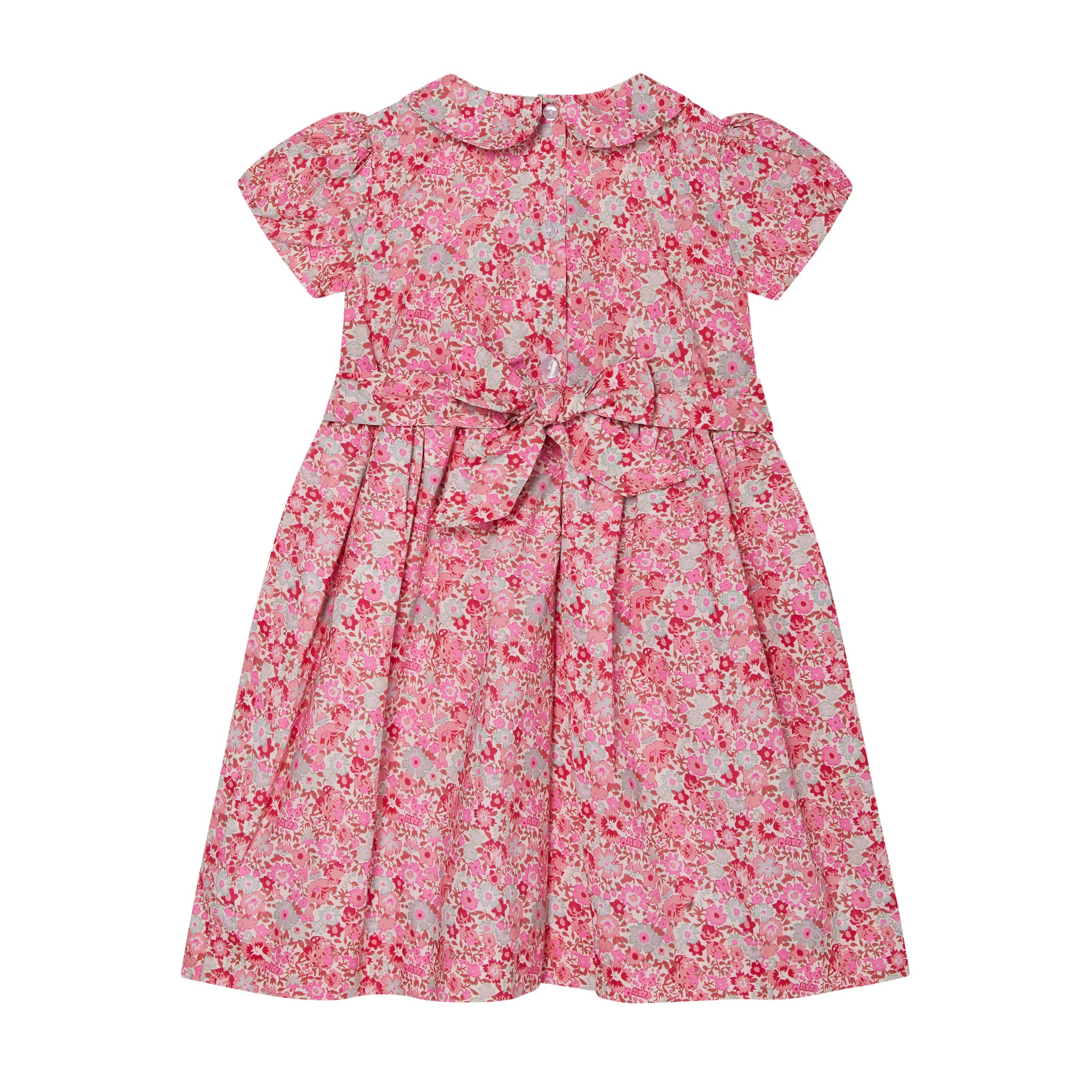 pink floral smock dress back