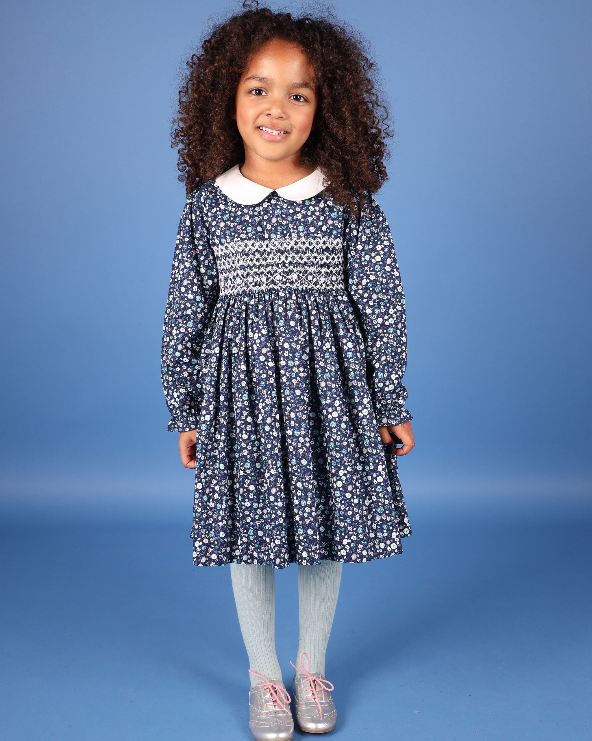 Smocked Girls Dress - Fauna