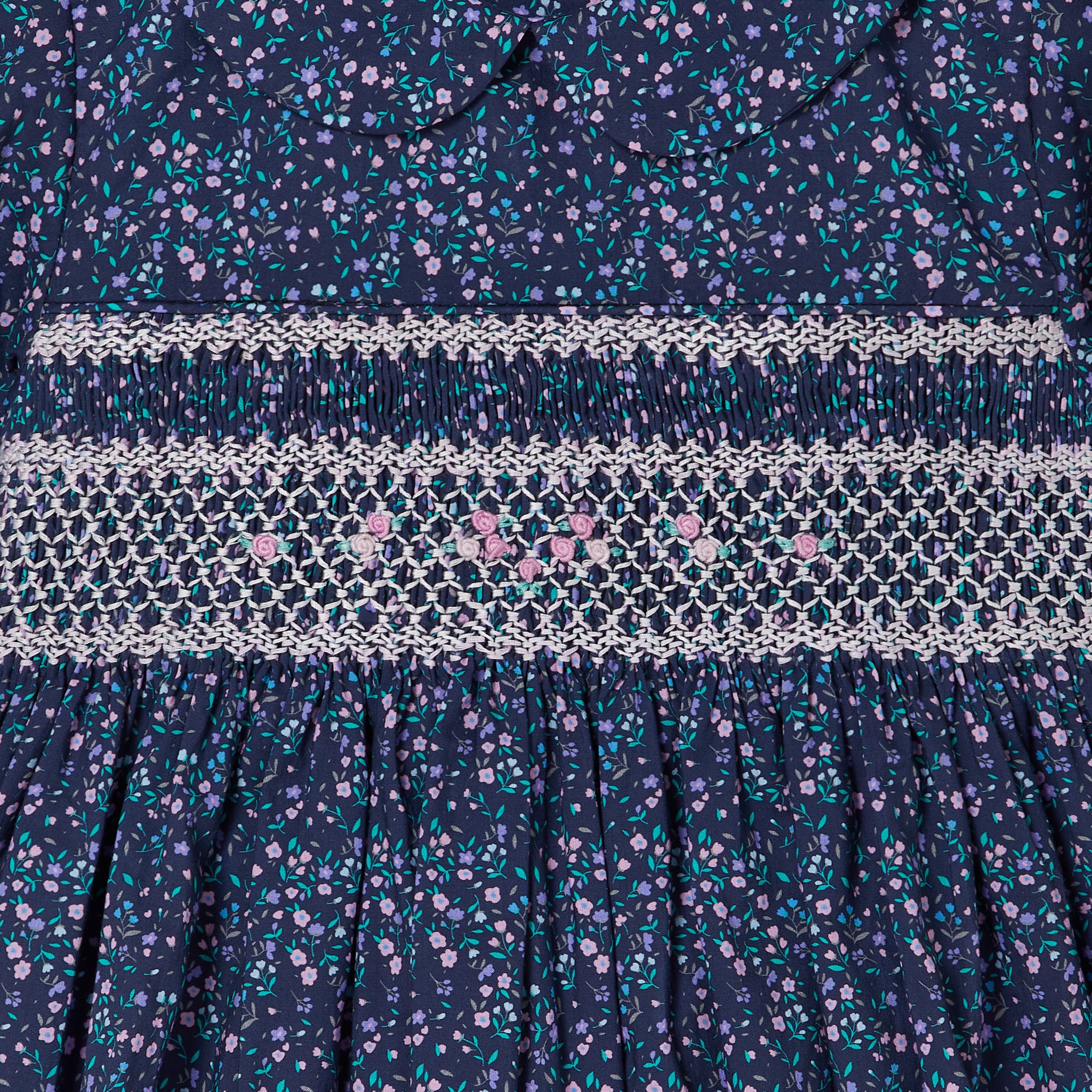 smocking and embroidery detail 