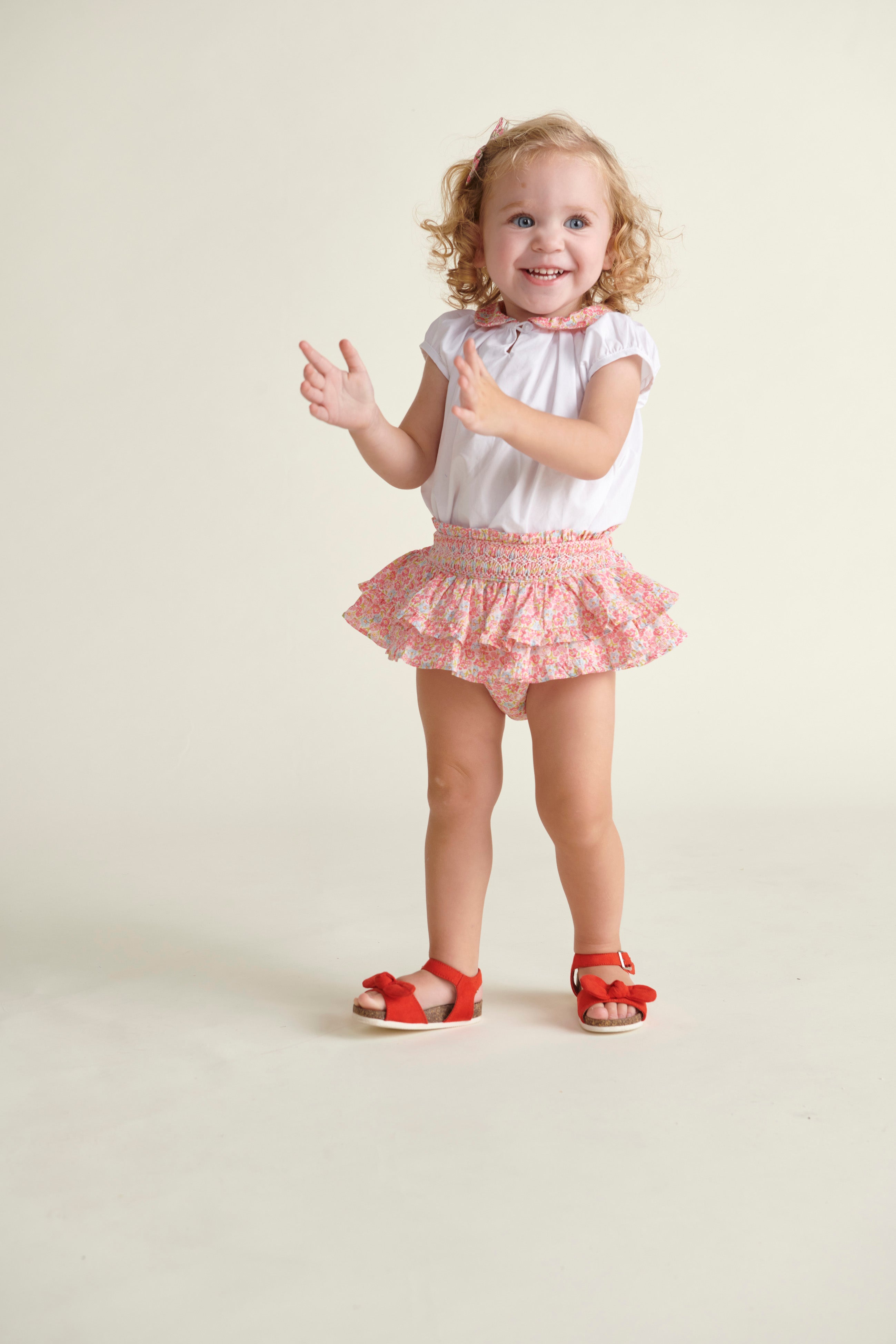 toddler girl in skort and blouse set