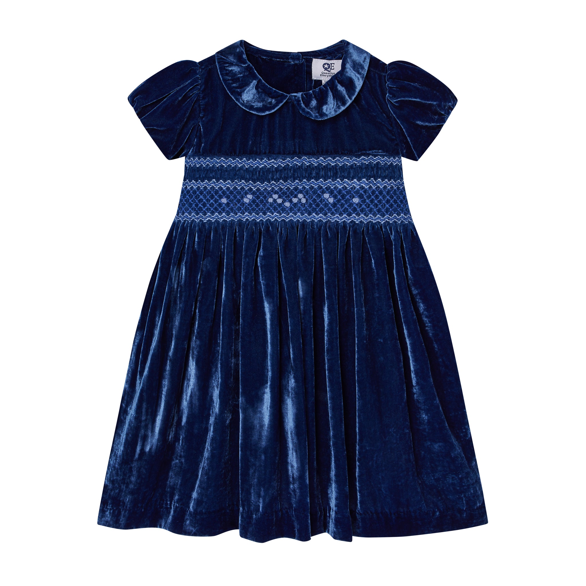 velvet party dress with hand-smocking