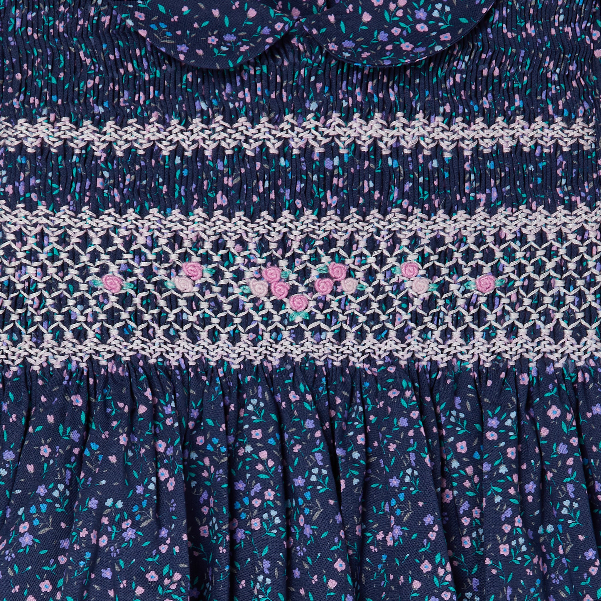 smocking and embroidery detail