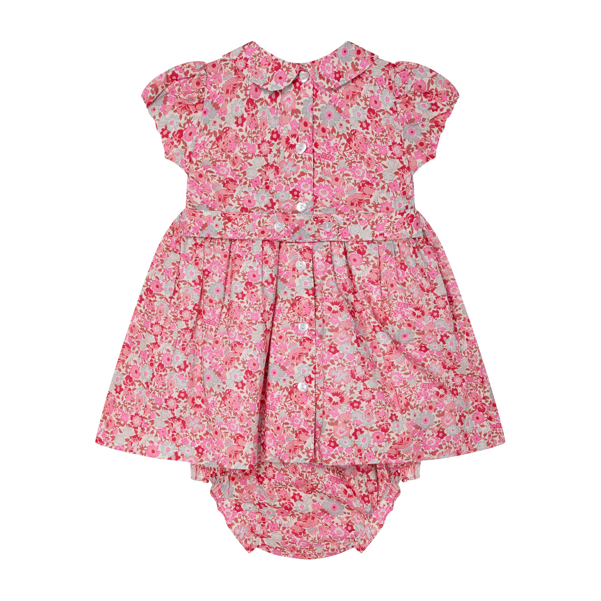 Hand Smocked Pink Floral Baby Dress