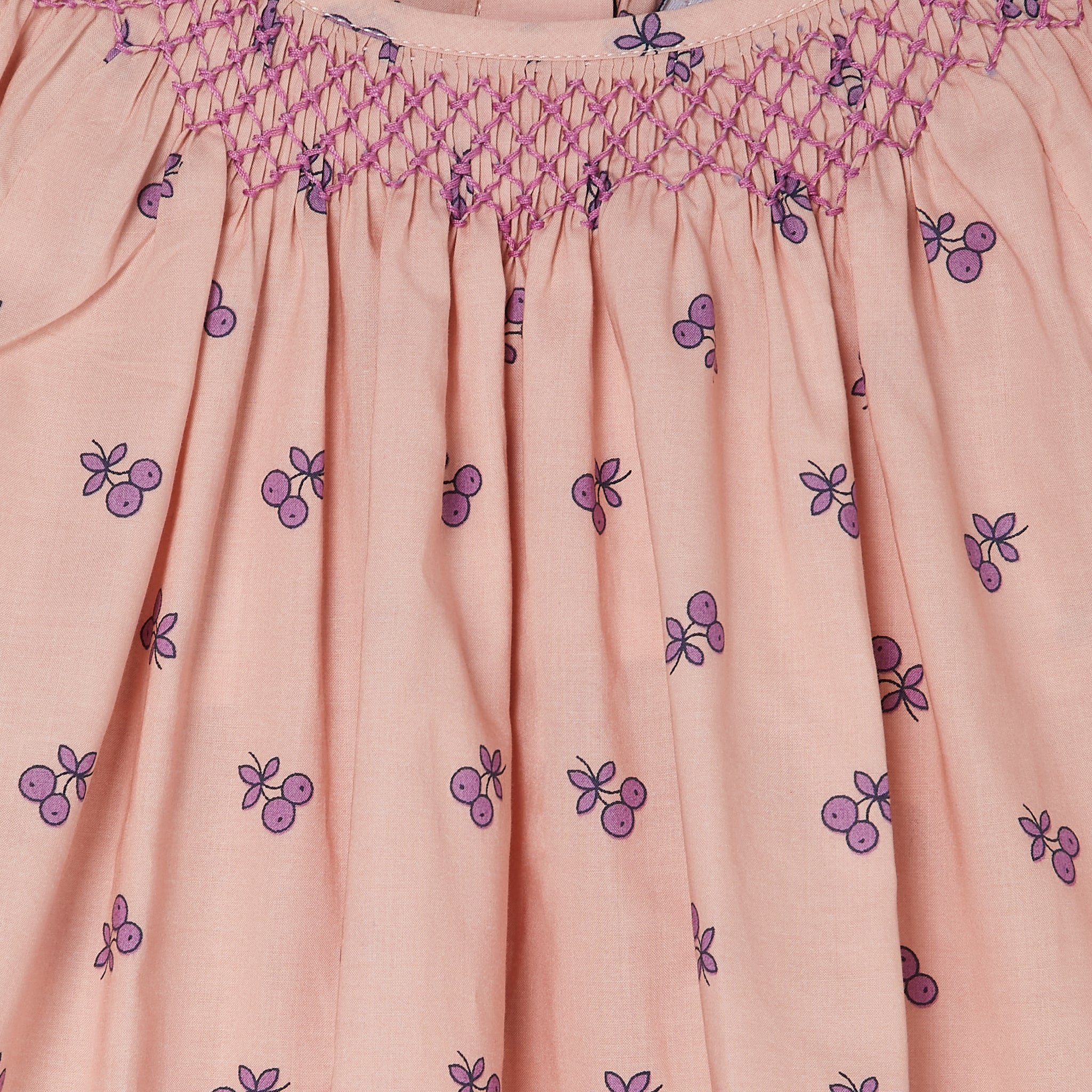 hand-smocked cherry print blouse, detail