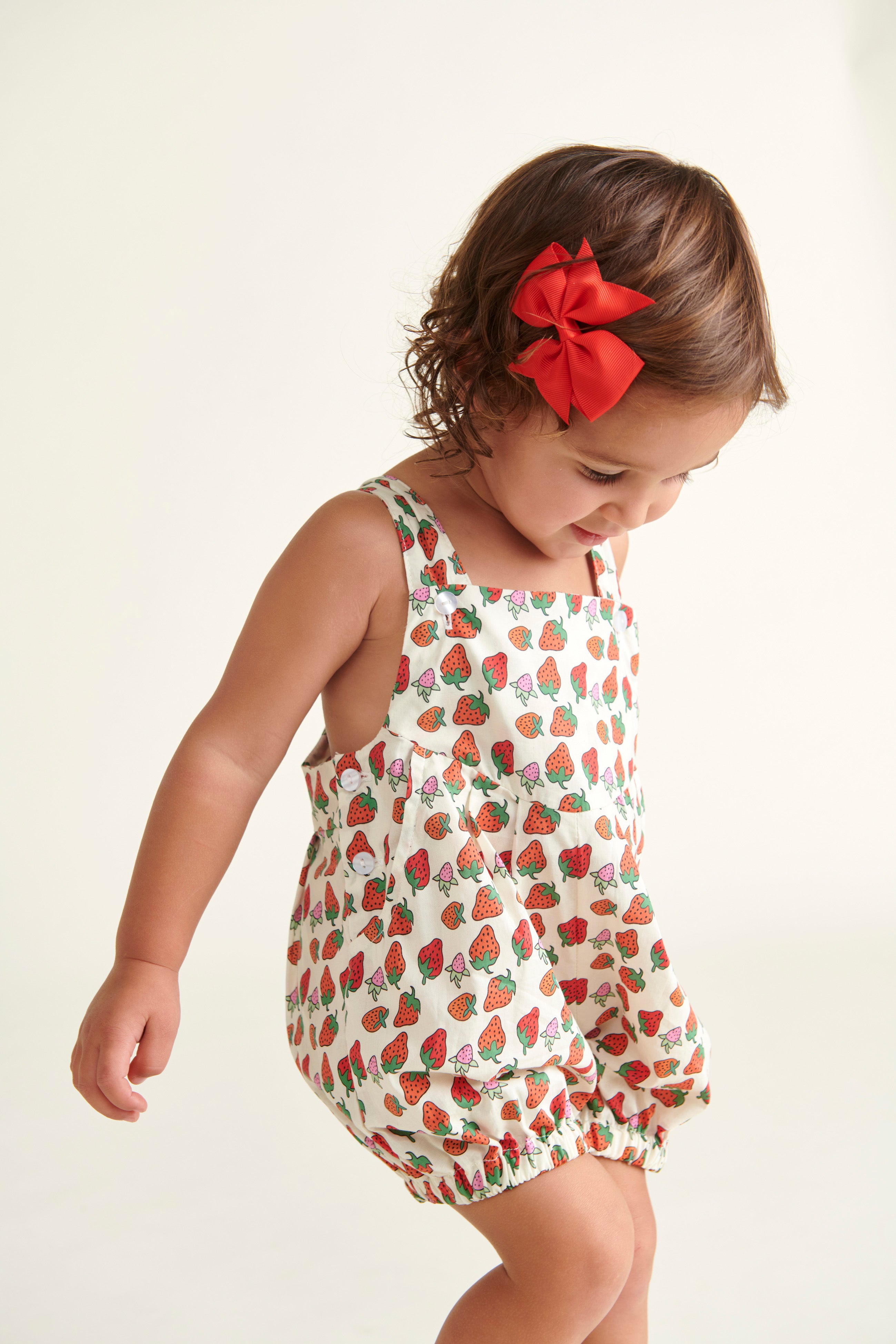 strawberry print dungaree when by baby girl