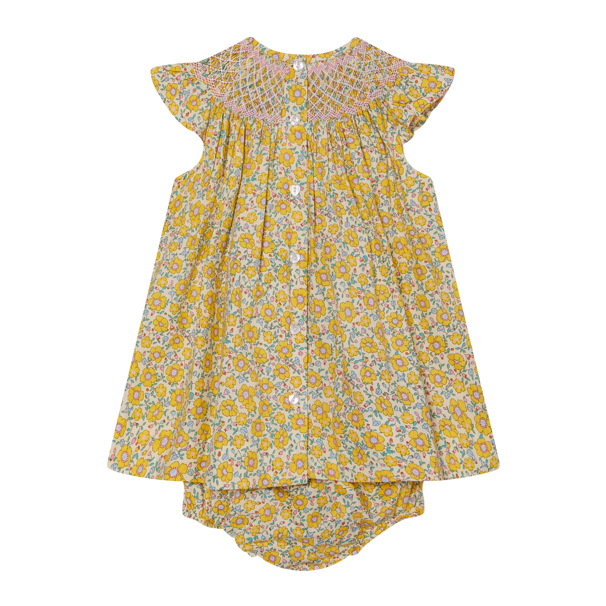 back of yellow baby dress