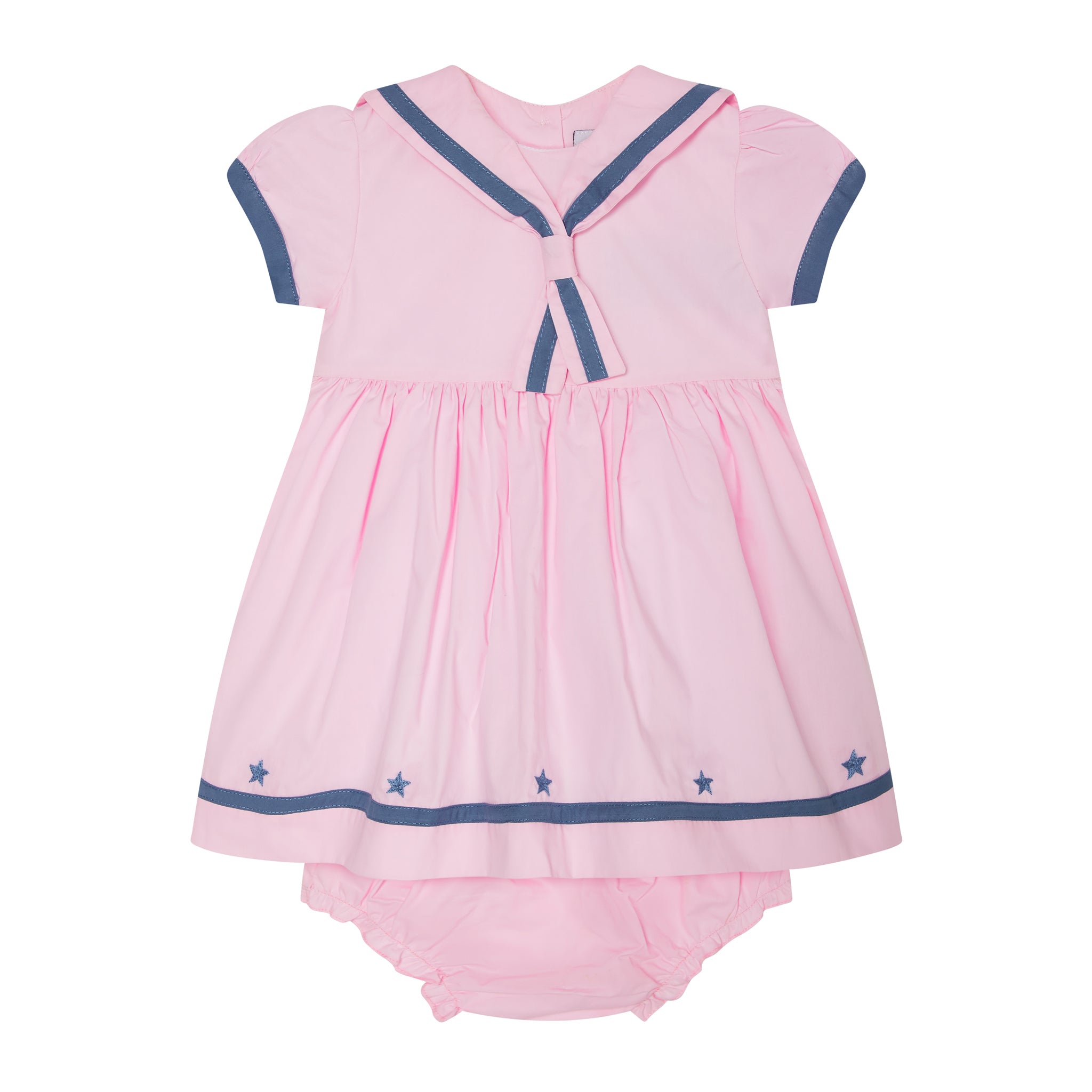 pink baby sailor dress with bloomers, front