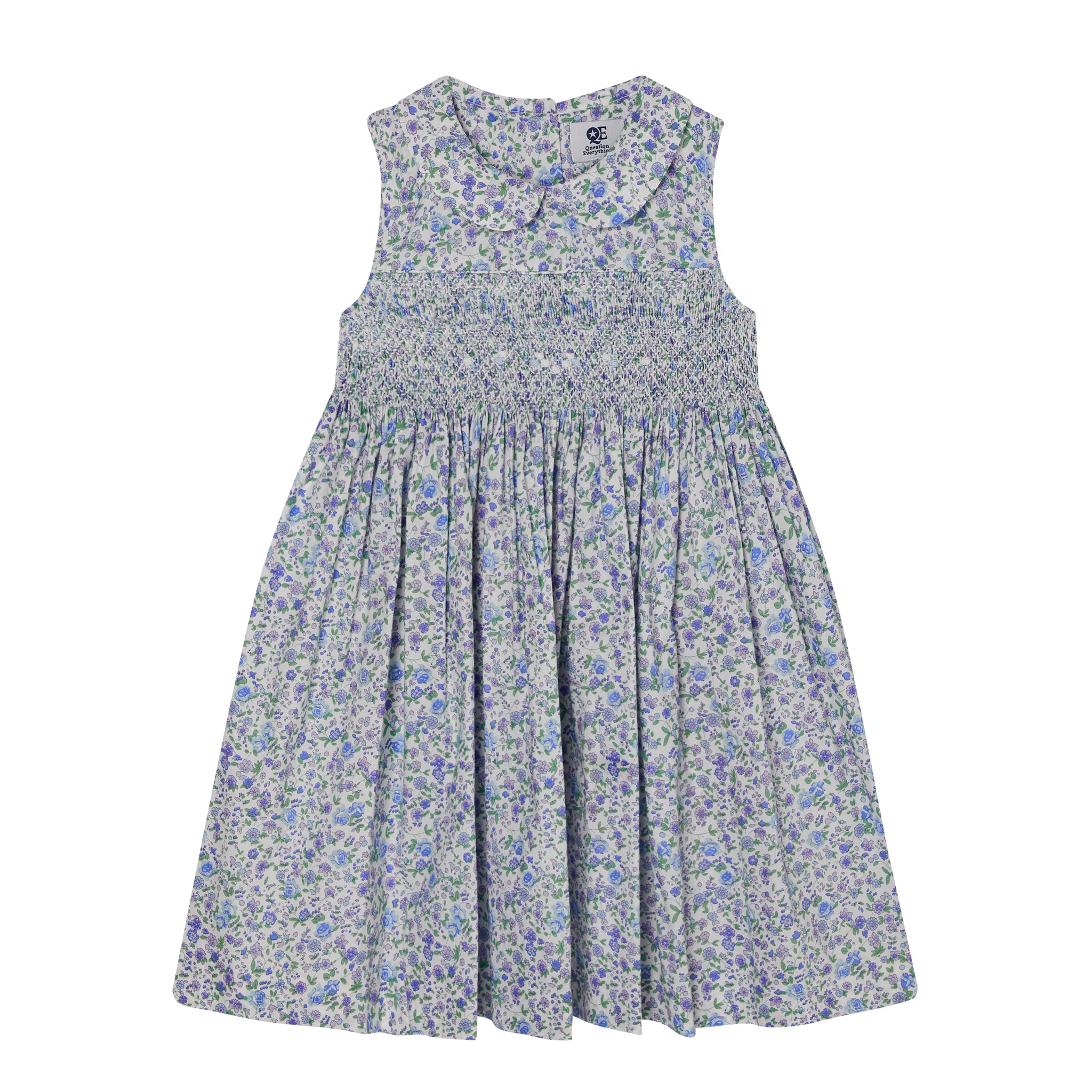 lilac floral smcokedd dress made from cotton 