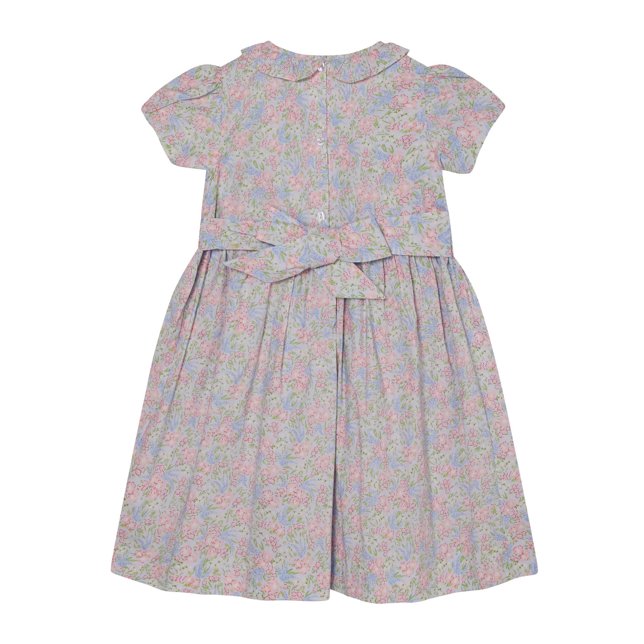 floral summer smocked dress for girls, back