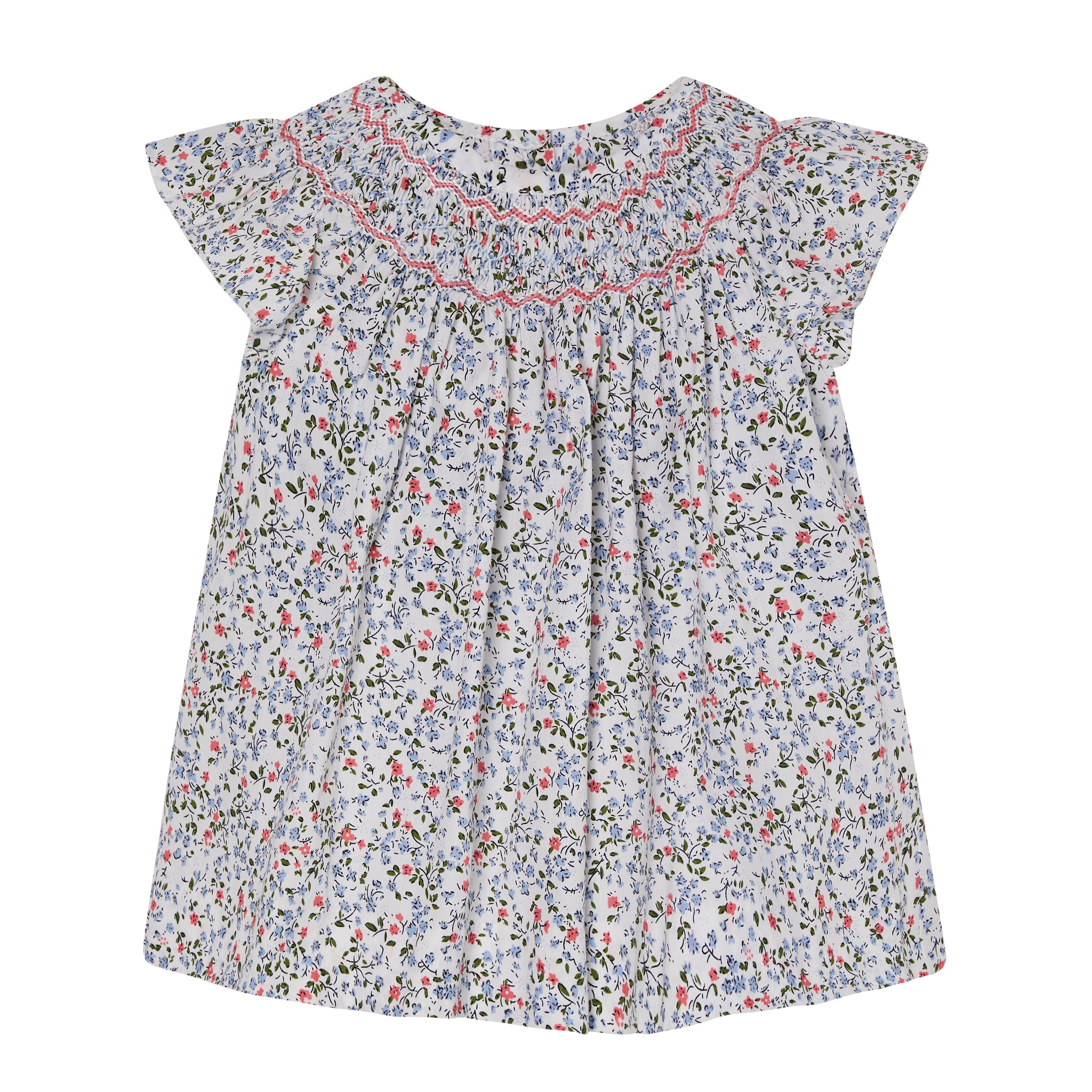 ditsy floral summer blouse , hand-smocked, front