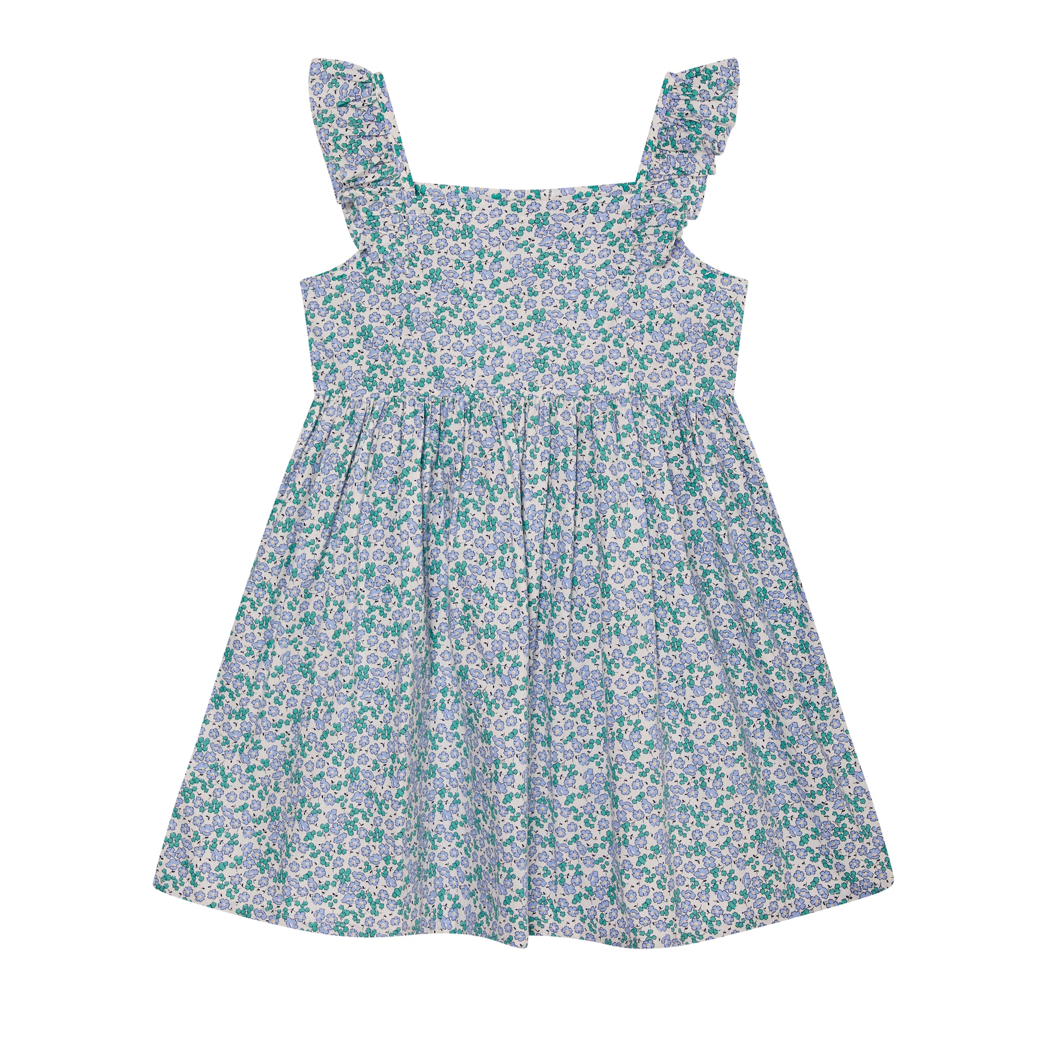 lavender and green floral sundress for girls, back
