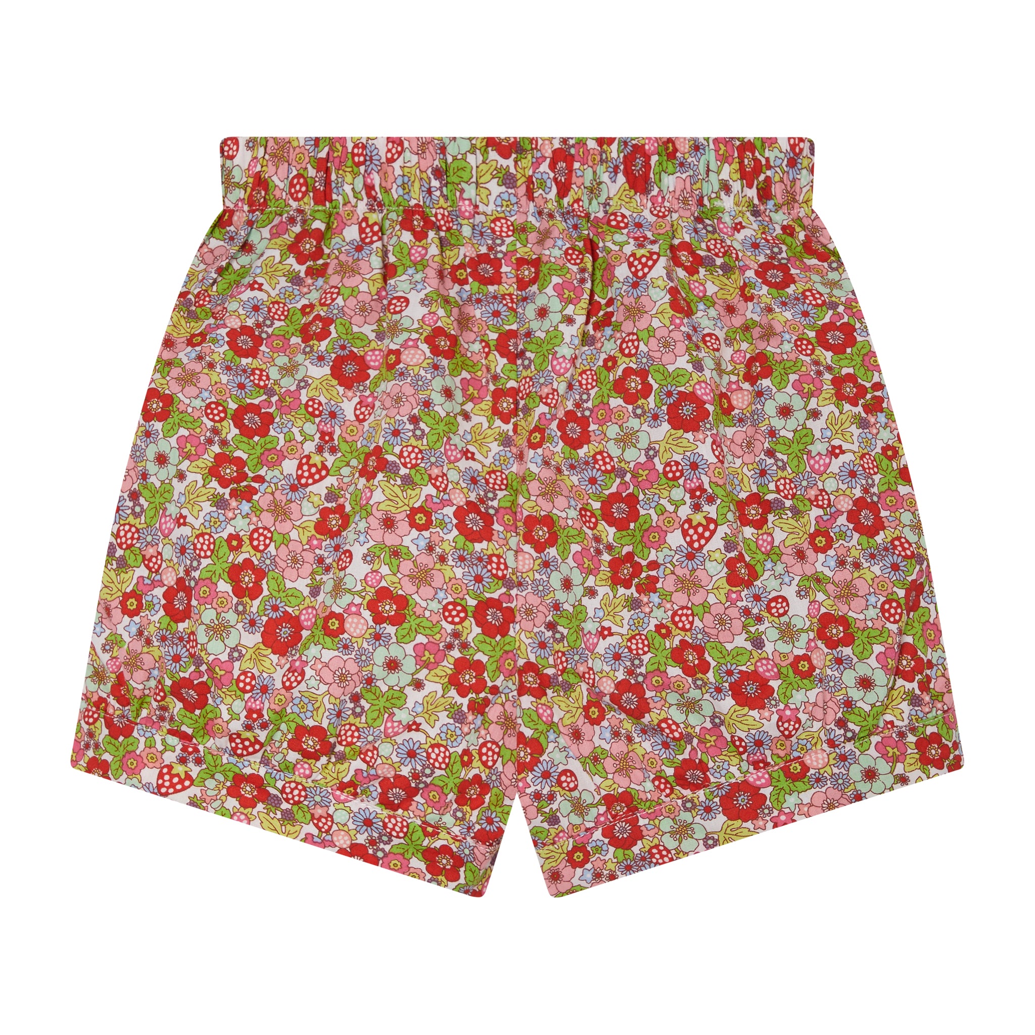 strawberry and flower print shorts, back