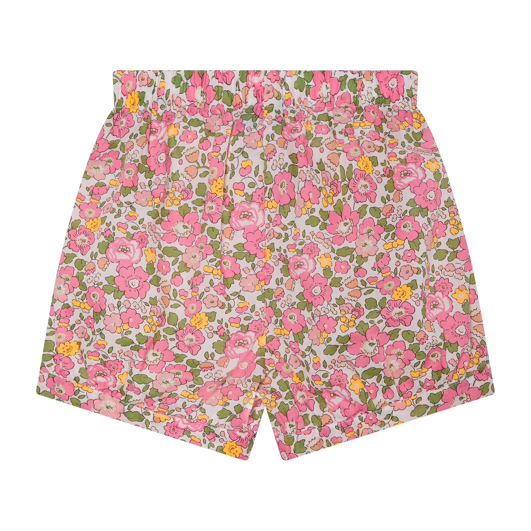 Liberty fabric floral girls shorts with Neon, back