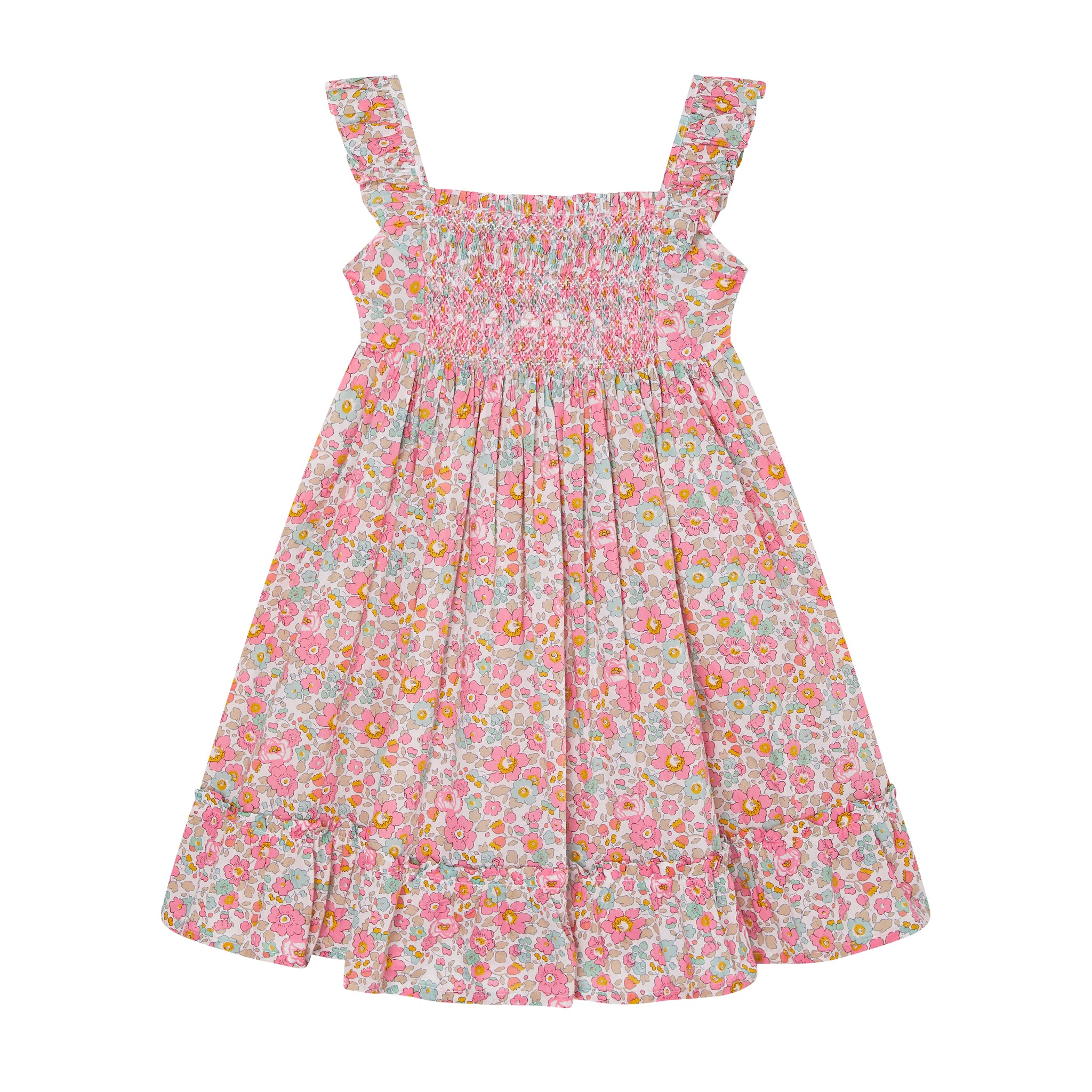 Liberty Betsy Pink Sundress for Girls, Smocked, Front