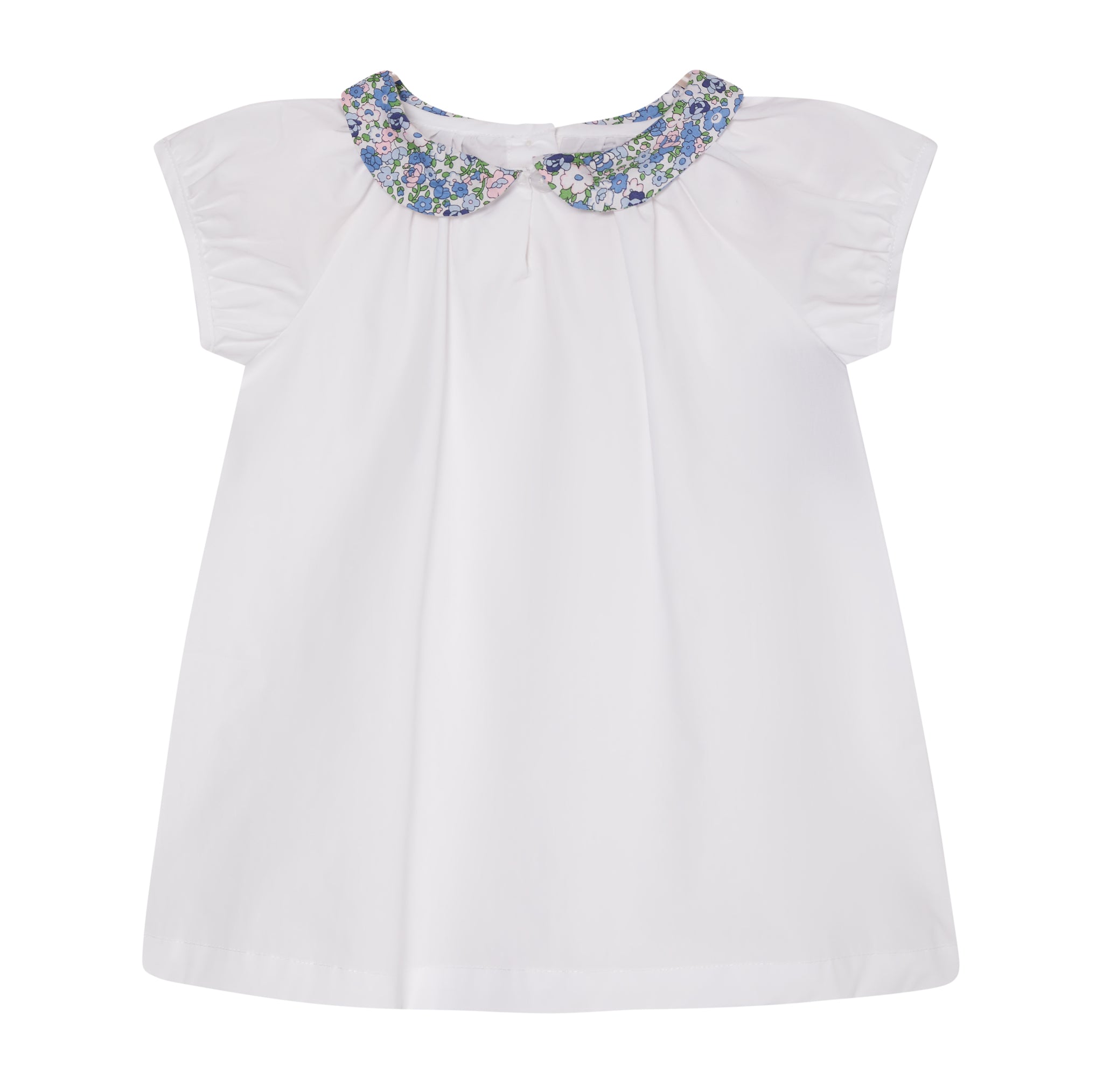 girls white cotton blouse with floral collar, front