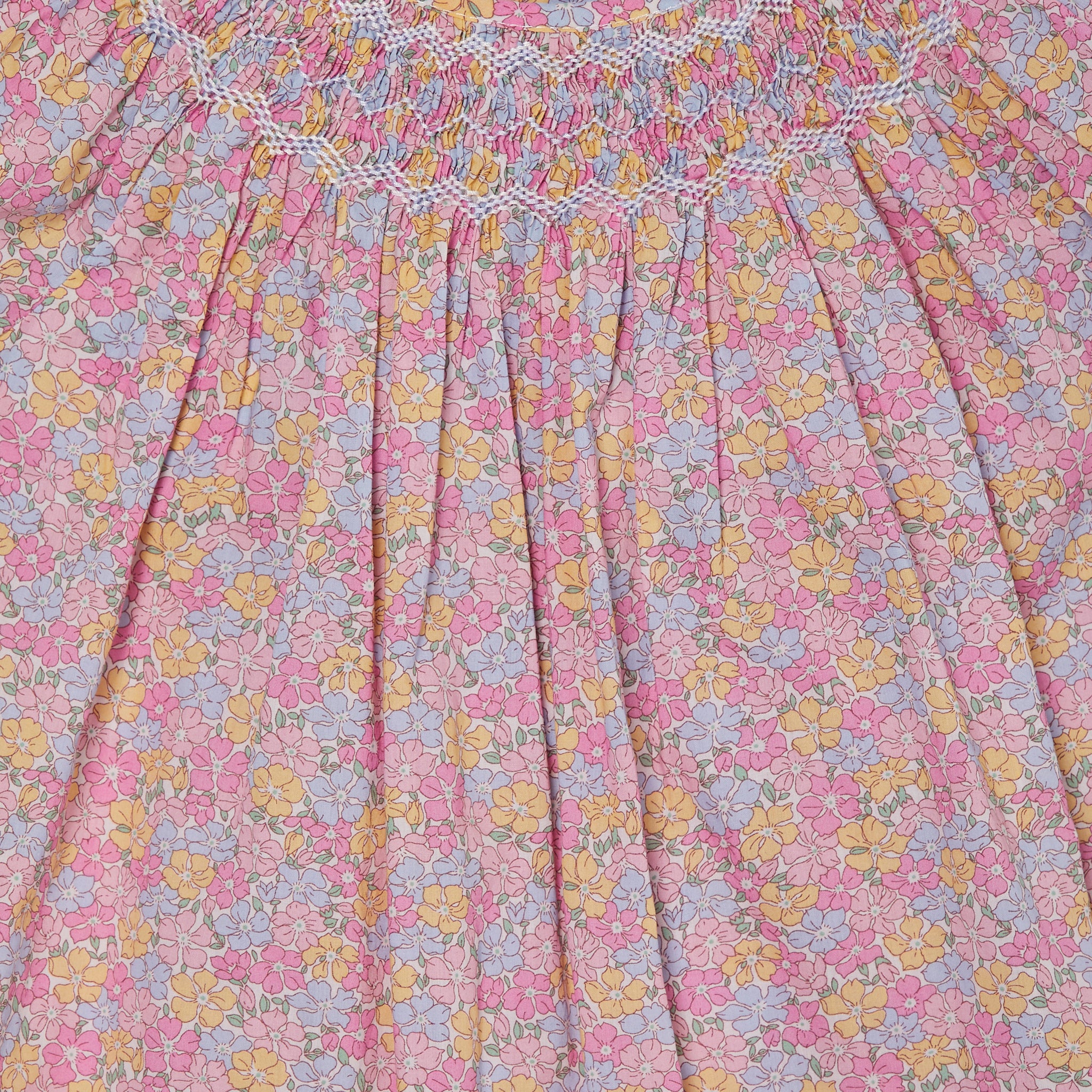 floral blouse , pink, smocked, detail