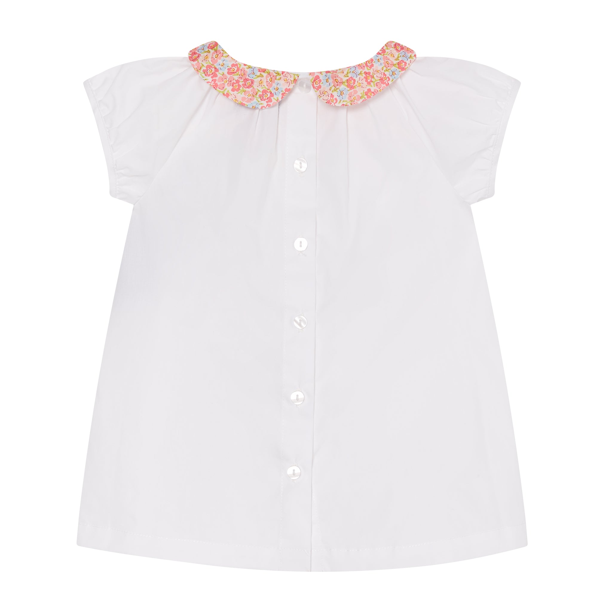 white baby blouse with floral collar, back 