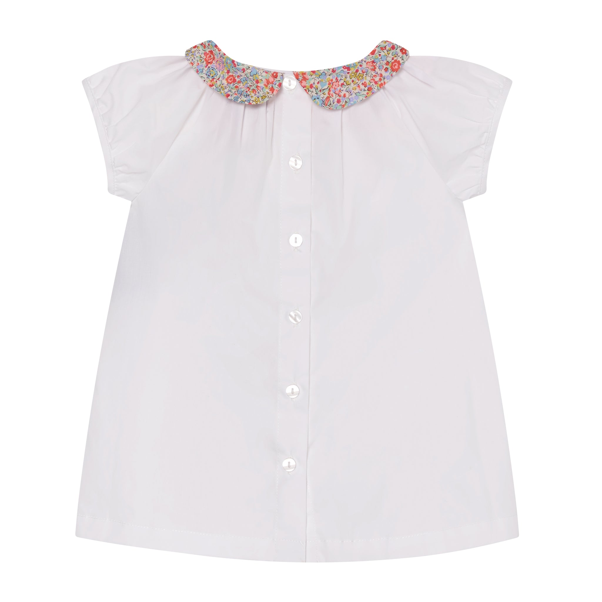 white girls blouse with floral collar, back