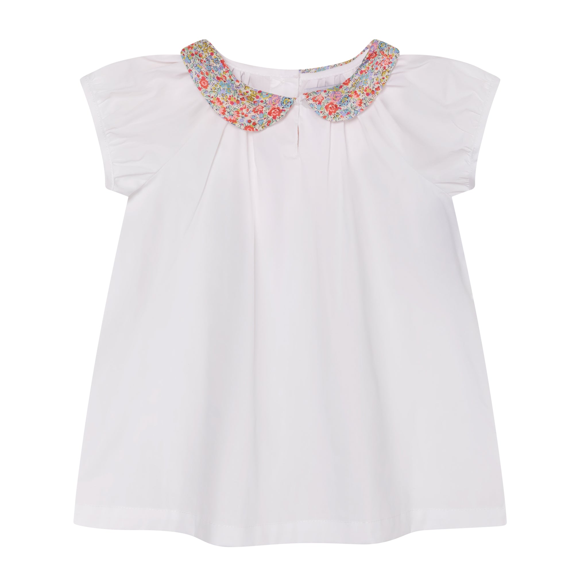 white girls blouse with floral collar, front